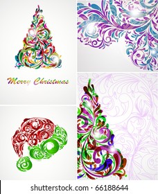 set of stylized Christmas card