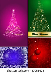 set of stylized Christmas card