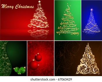 set of stylized Christmas card