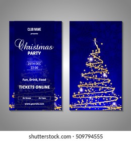 Set of stylized Christmas tree invitation, flyer, sale, discont card template. Merry Christmas decorative background.Use for internet sites, gift cards, flyers and presentations. Front and back page