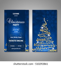 Set of stylized Christmas tree invitation, flyer, sale, discont card template. Merry Christmas decorative background.Use for internet sites, gift cards, flyers and presentations. Front and back page