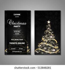 Set of stylized Christmas tree invitation, flyer, sale, discont card template. Merry Christmas decorative background.Use for internet sites, gift cards, flyers and presentations. Front and back page