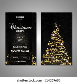 Set of stylized Christmas tree invitation, flyer, sale, discont card template. Merry Christmas decorative background.Use for internet sites, gift cards, flyers and presentations. Front and back page