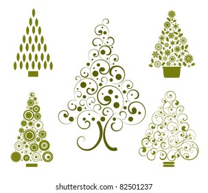 set of stylized christmas trees (grouped and layered for easy changes)