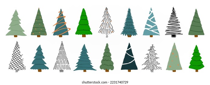 Set of stylized christmas trees illustration
