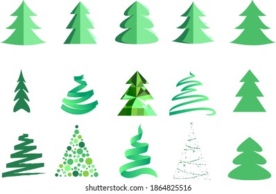 Stilvolle Weihnachtsbäume einzeln auf Weiß.