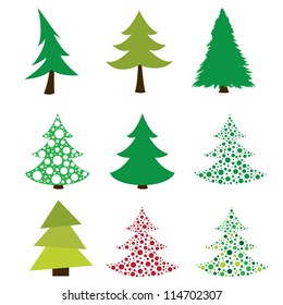 set of stylized Christmas trees, vector images