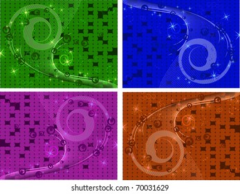 set of stylized creative decorative abstraction background