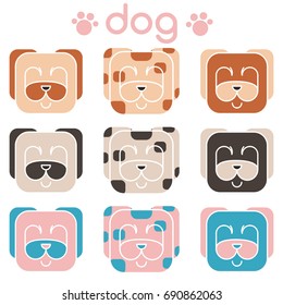 Set. Stylized dog of different colors. You can use it like icons and logos.