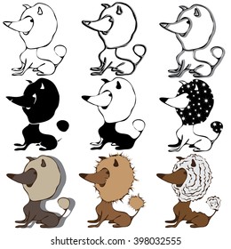set of stylized dogs