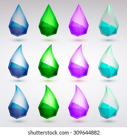 Set of stylized drops. Geometric abstract objects.