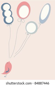 Set of stylized empty speech bubbles with bird (vector)