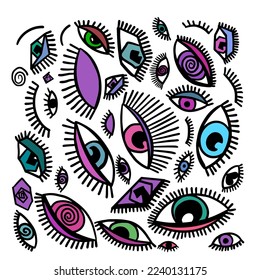Set von stilisierten Augen. Vektorgrafik