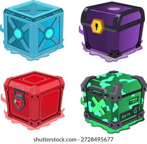 Set of Stylized Fantasy Loot Boxes