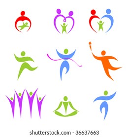 Set of the stylized figures on a theme sports and a family