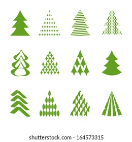 set of stylized fir trees