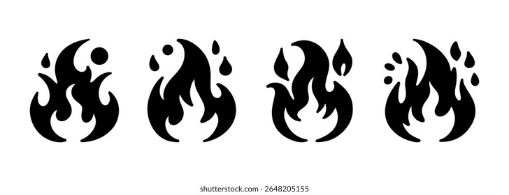 Set of stylized fire icons
