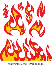 a set of stylized flame images vector illustration