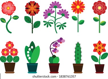 Set Of Stylized Flowers. 
Set of stylized flowers collection. Various stylized flowers isolated on white background. Vector illustration.