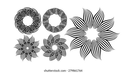 A set of stylized flowers frame. Vector