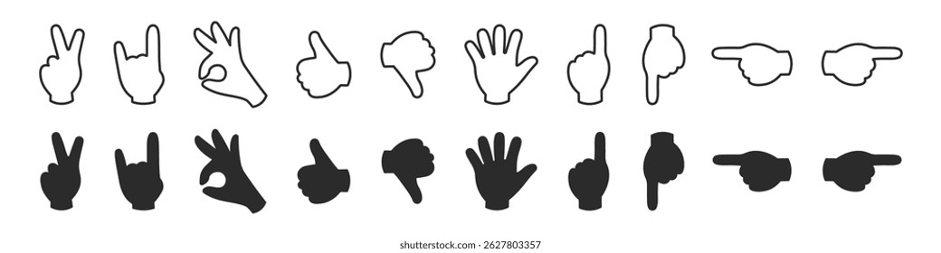 Set of stylized gestures, silhouette