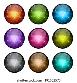 Set of stylized glossy buttons. Polygonal textured buttons. EPS10 vector