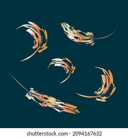 conjunto de plumas de oro estilizadas sobre un fondo azul