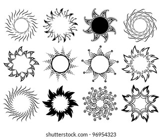 Set Stylized Graphic Sun Symbols Stock Vector (Royalty Free) 96954323