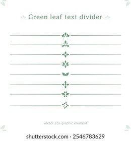 définir le texte de feuille vert stylisé ou l'Image vectorielle de décoration diviseur de ligne de page