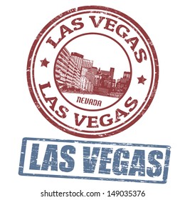 Set of stylized grunge stamps of the Las Vegas, vector illustration