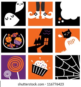 Set of stylized halloween icons. Vector