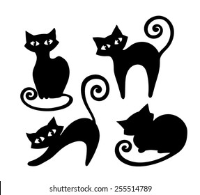 Black Cats On White Background Stock Vector (Royalty Free) 184089869