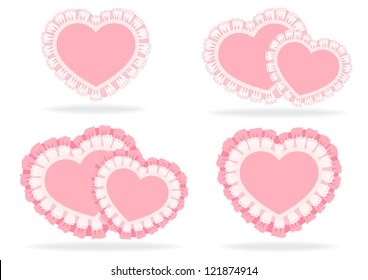 set of stylized hearts on white background