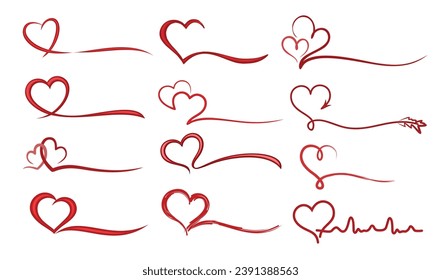 A set of stylized  hearts symbols.
