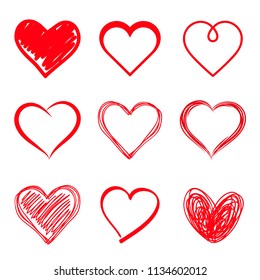 Conjunto de corazones estilizados. Ilustración del vector