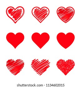 Set of stylized hearts. Vector illustration