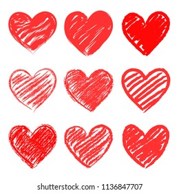 Set of stylized hearts. Vector illustration