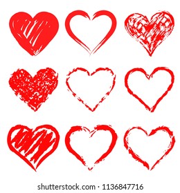 Set of stylized hearts. Vector illustration