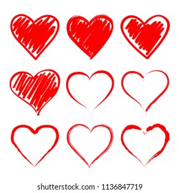 Set of stylized hearts. Vector illustration