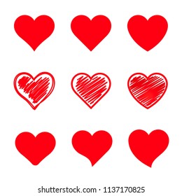 Set of stylized hearts. Vector illustration