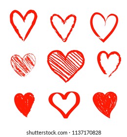 Vector Hearts Set Hand Drawn Stock Vector (Royalty Free) 197820986