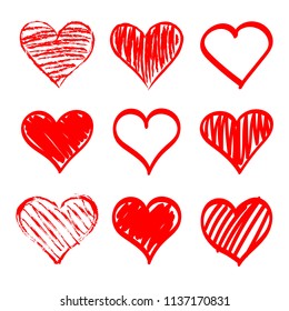 Set of stylized hearts. Vector illustration