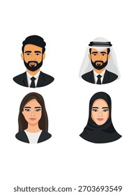 set stylized illustration of eastern man and woman