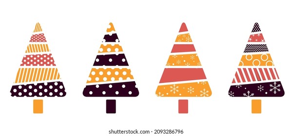 set of stylized image of vector Christmas tree