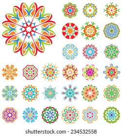 Set of stylized images of flowers. Vector illustrations isolated on a white background