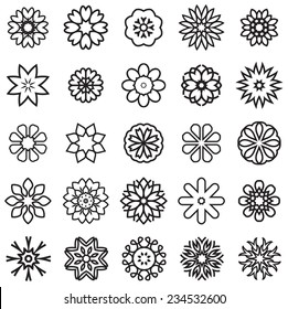 Linear Flowers Logo Set Monochrome Simple Stock Vector (Royalty Free ...