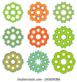 Set of stylized images of flowers. Vector illustrations isolated on a white background