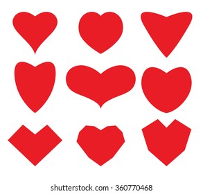Set of stylized images of hearts. Vector illustration