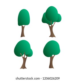 Set of stylized images of trees. Vector design element of the summer landscape.