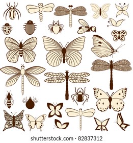 Set of stylized insects for decorating your work. Easy to edit and to change colors.